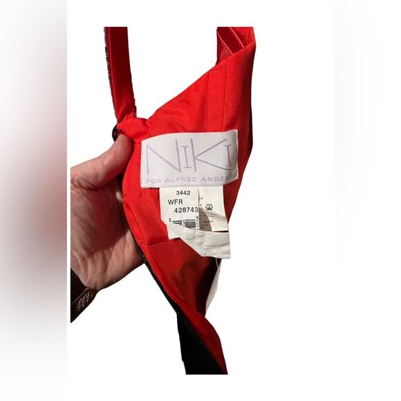 Alfred Angelo Disney Gown Size 12 Red & Black Satin Beaded Dress NWT - Picture 15 of 16